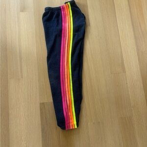 Aviator Nation Black Leggings with Neon Stripes